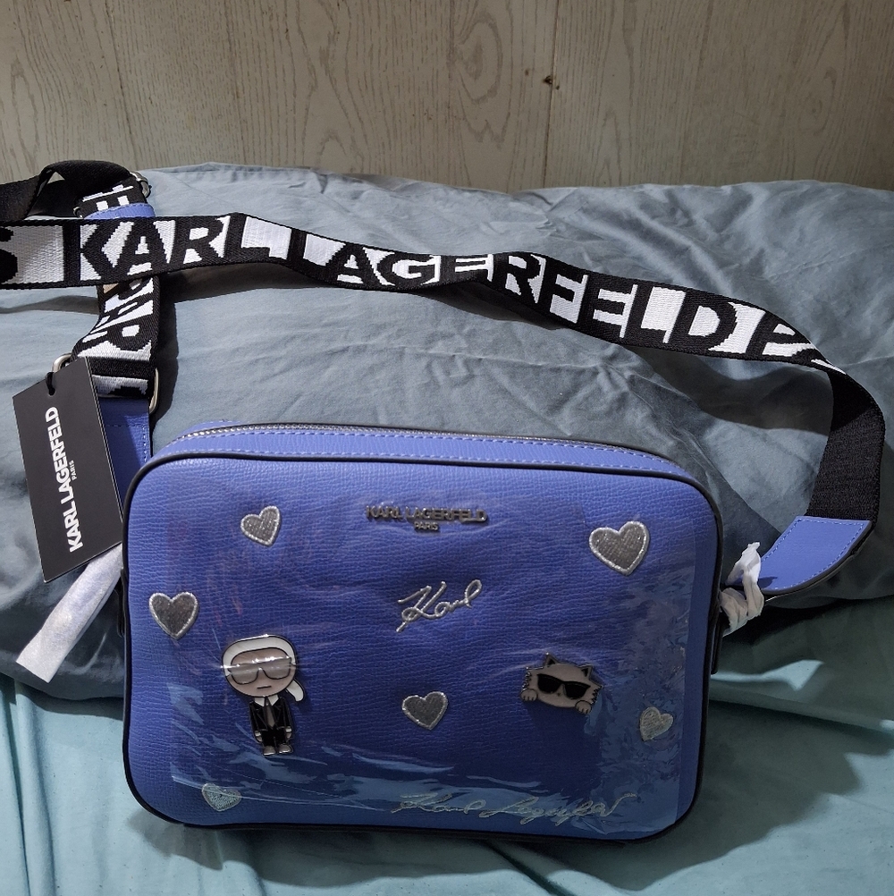 Karl Lagerfeld Blue Heart Patch Crossbody Bag NWT!!!!